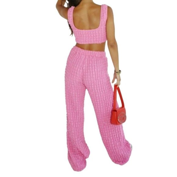 Bailey Rose Poppin Crop Top and Pant Set Pink Size Medium NWT - Picture 2 of 3